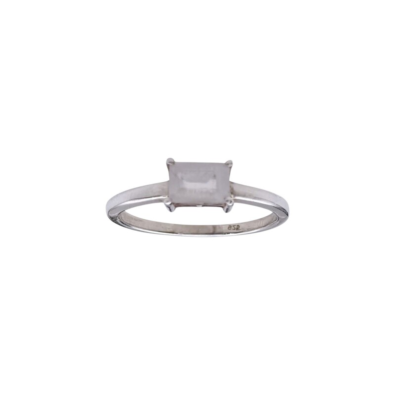 Anillo Cuadrado-Plata rodinada-Piedra Luna-AN2022 conpiedra