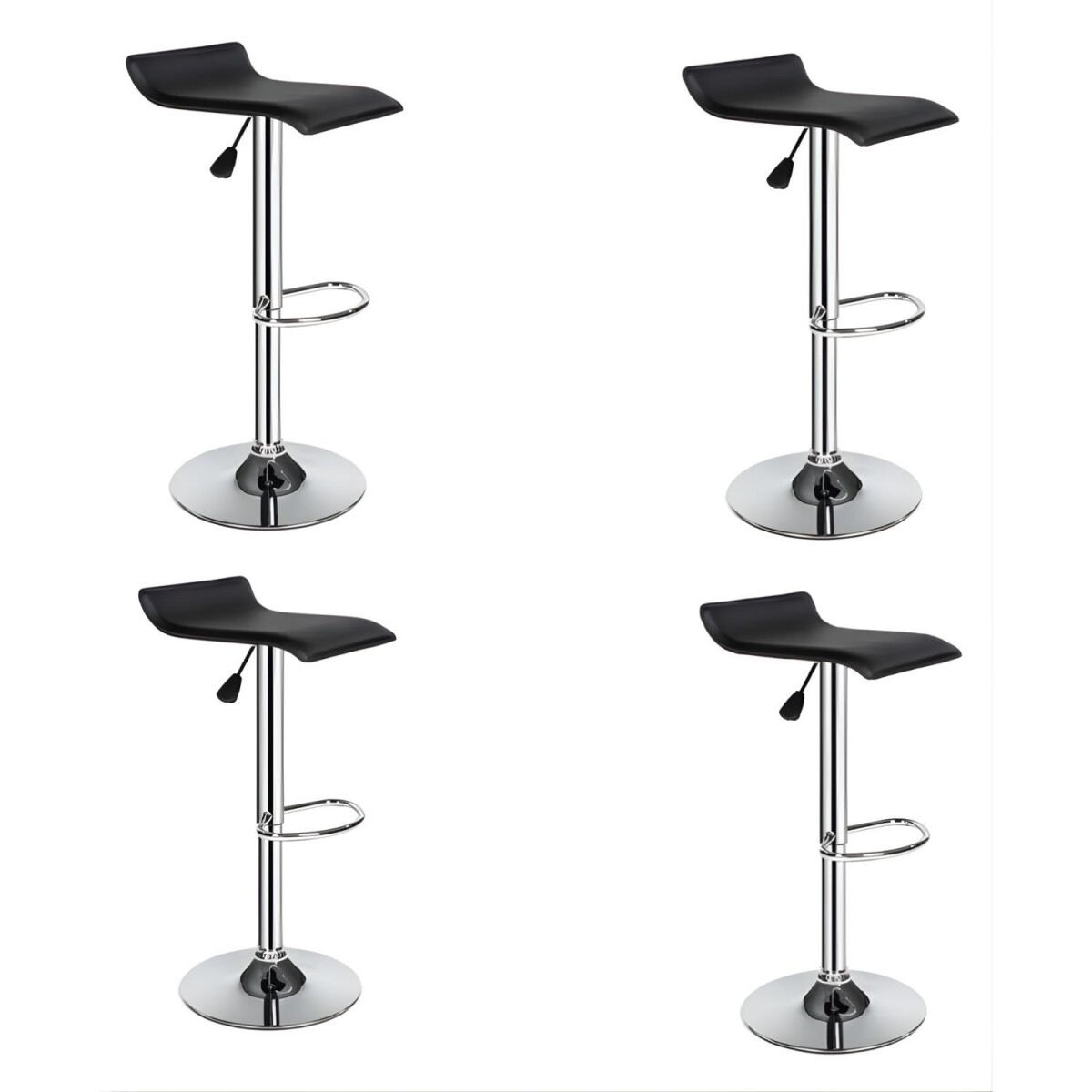 Taburete Kira Pack 4 unidades Rectangular Para Bar Diseño Moderno - Negro 