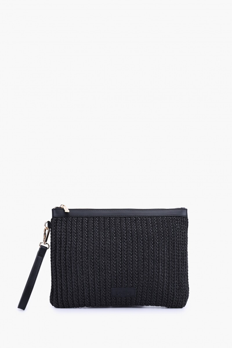 Clutch rafia negro