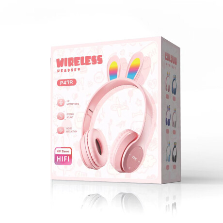 Auricular Conejo BT Vincha Reducción Ruido Inteligente Rosa