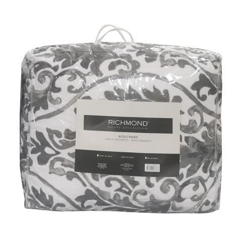Acolchado Queen Size Terciopelo con Corderito Richmond 220 x 240 cm GRIS