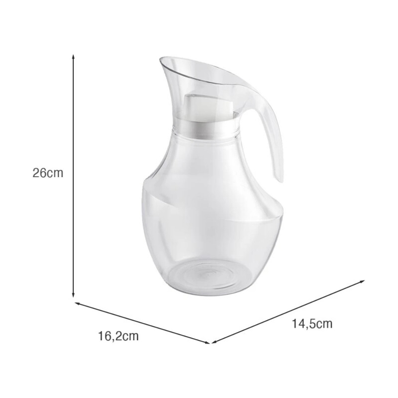 Jarra de acrilico con tapa 2.1 lts TRANSPARENTE