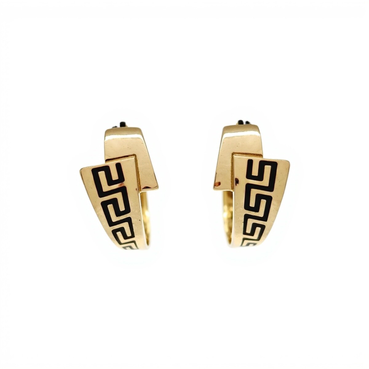 Caravanas aros Greca de oro - Oro bajo - Sin piedra- CA8160 - sinpiedra 