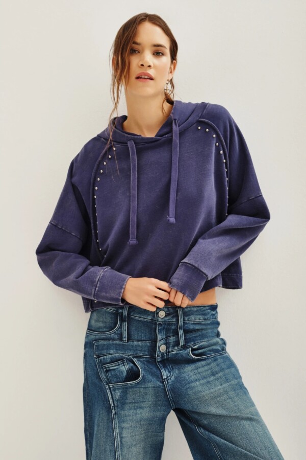 Buzo Over Crop Azul
