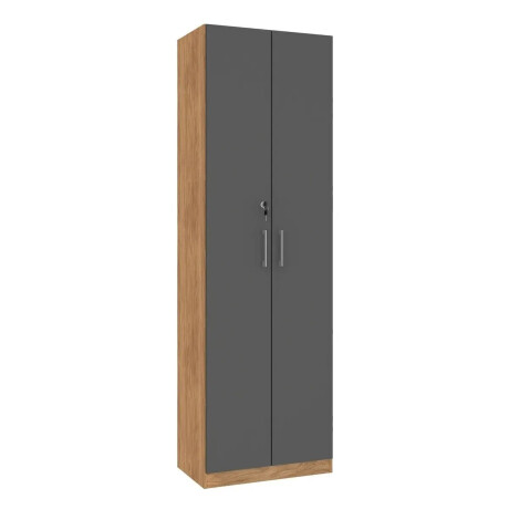 ROPERO 2 PUERTAS GUARDARROPA ARMARIO PLACARD CLOSET MULTIUSO CON LLAVE COLOR MADERA GRIS