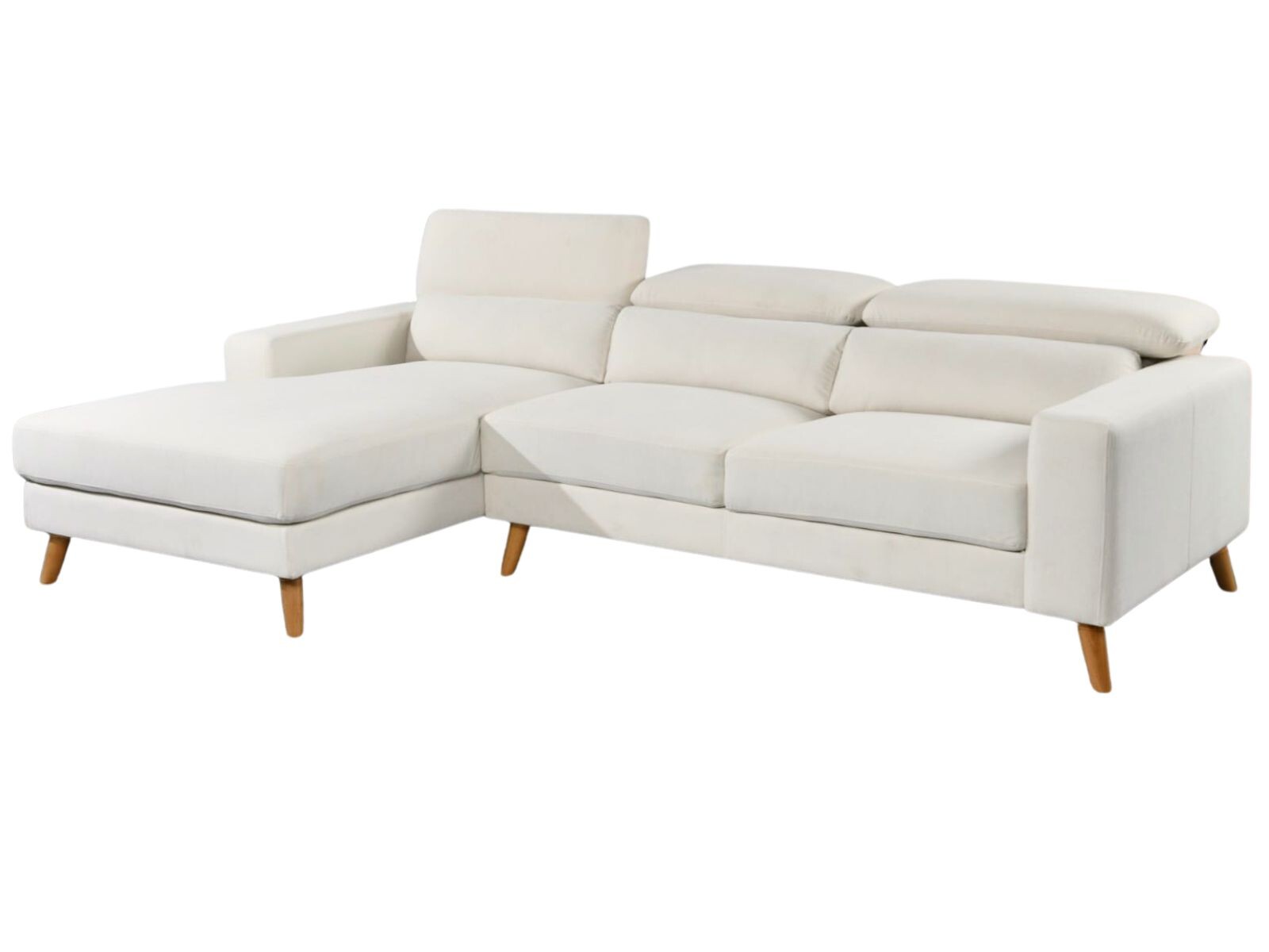 Sofá Chaise MILO en Tela Easy Clean - Beige 