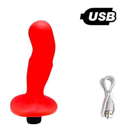 Masajeador Prostático Con Vibrador USB Rojo