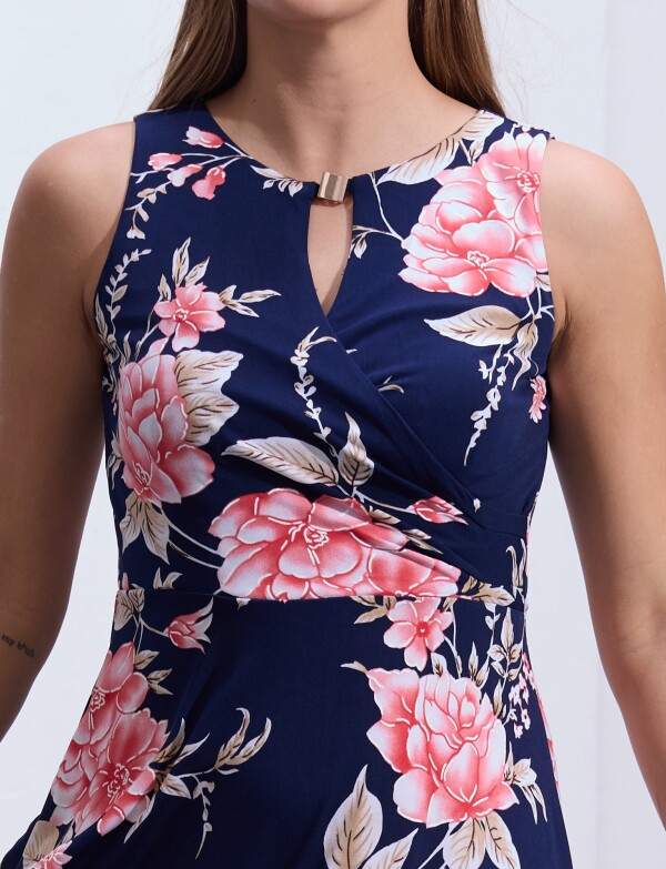 Vestido Maxi Keyhole Metal AZUL/MULTI