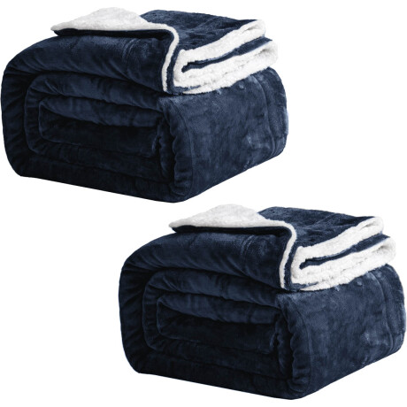 Frazada X2 Manta Polar 2 Plazas C/corderito 200x230cm Azul