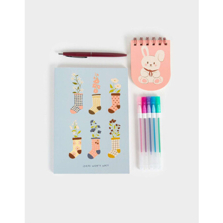 Set De Librería En Cartera De Mesh Azul Celeste