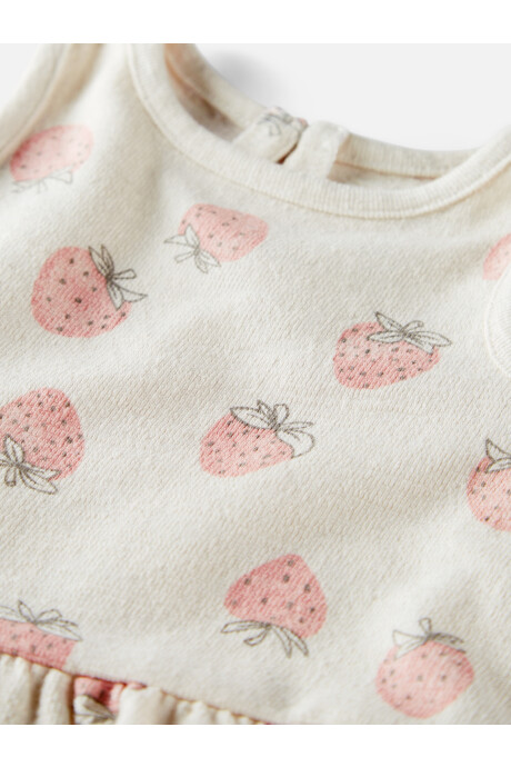 Set dos piezas de algodón orgánico, short y musculosa, diseño frutillas Sin color