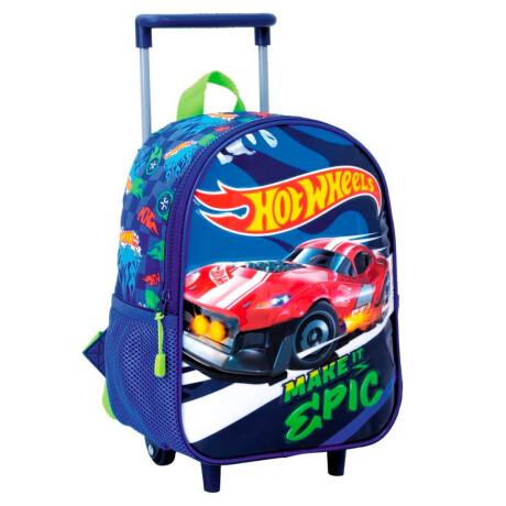 Mochila Infantil Hot Wheels C/carro 40cm Rueditas M3