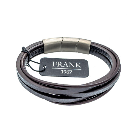 Pulsera de cuero y acero, FRANK. Pulsera de cuero y acero, FRANK.