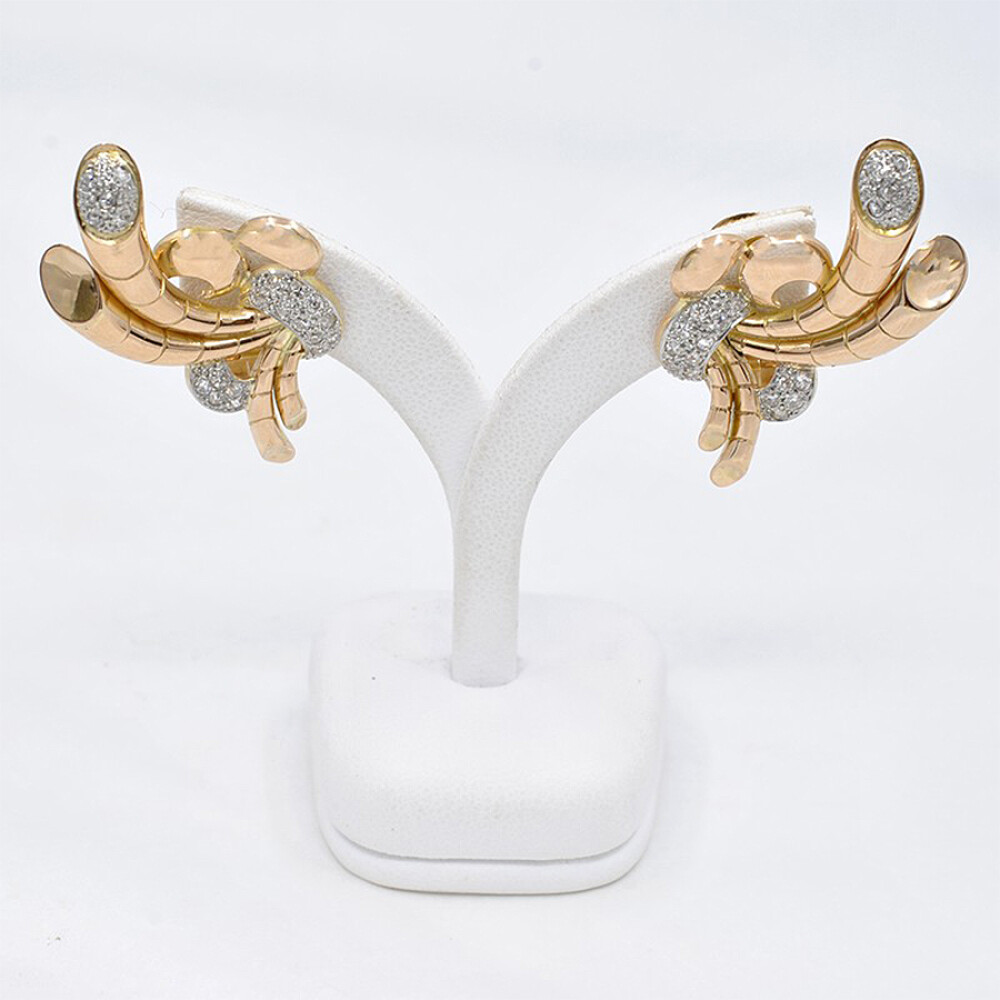 Caravanas Antiguas En Oro 18K Y Brillantes Caravanas Antiguas En Oro 18K Y Brillantes