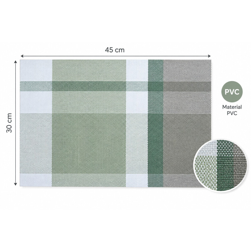Individual PVC 45x30cm Cuadros Verde