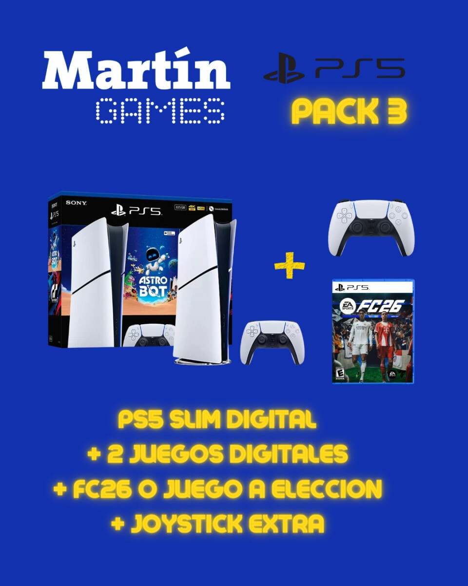 CONSOLA Playstation 5 PS5 SLIM DIGITAL + FC26 O JUEGO A ELECCIÓN + JOYSTICK ORIGINAL EXTRA 