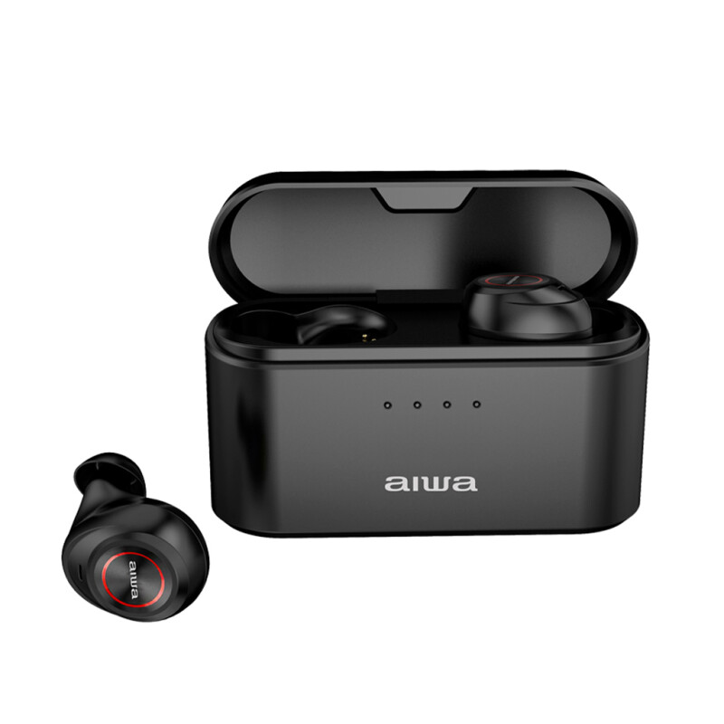 Auriculares Bluetooth In Ear AIWA con Microfono Dual HD y Sonido Estereo Estuche de carga de 2800 mAh Negro | AW-6PROBK