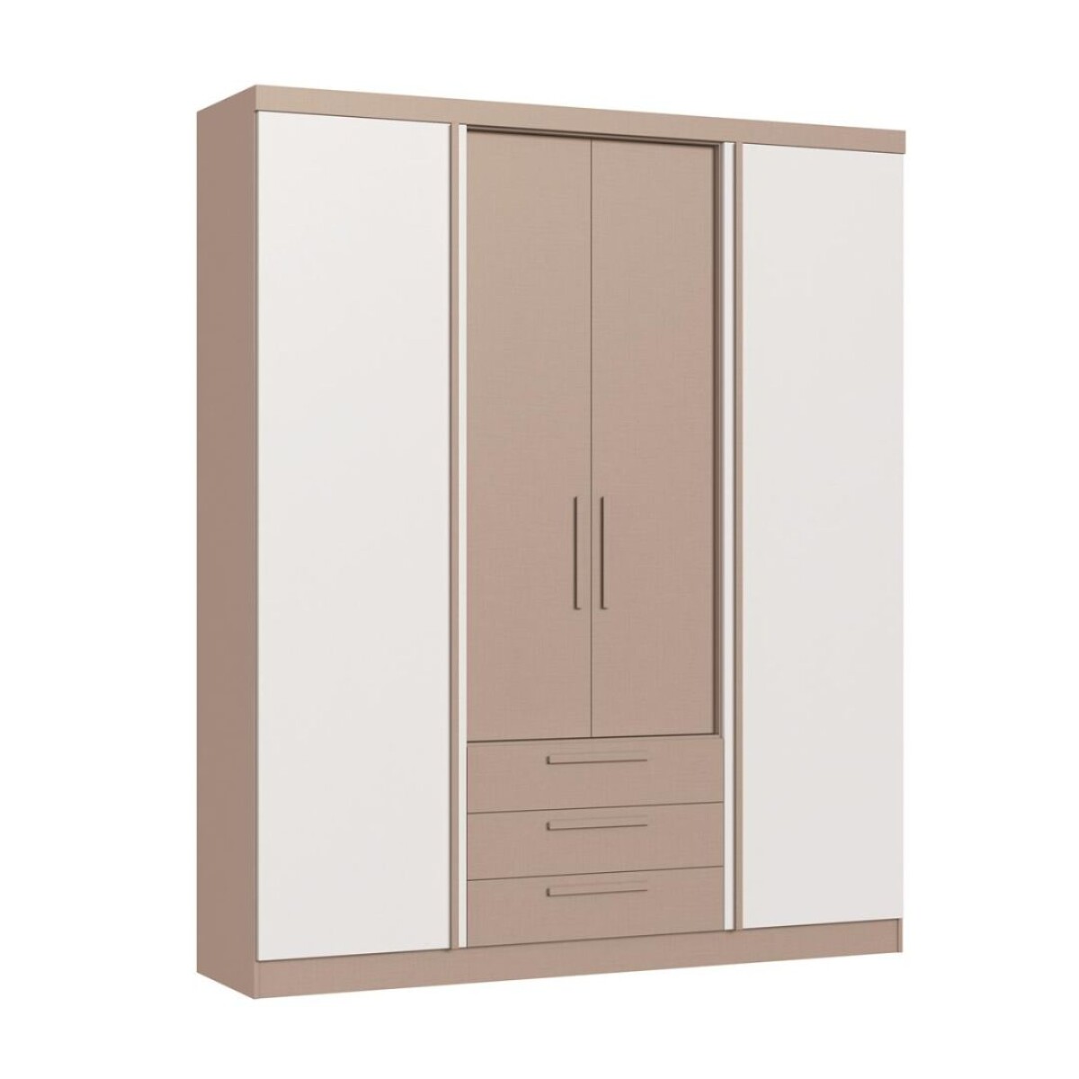 Ropero Placard Bravo New 4 Puertas 3 Cajones Duna/Blanco 