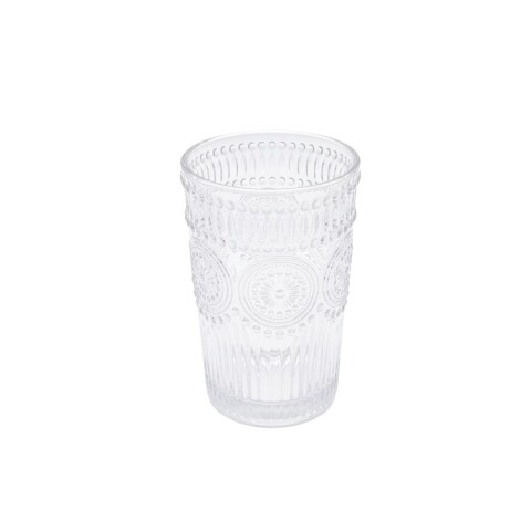 VASO VIDRIO LABRADO BORDE PLATEDO 13X8CM SOLE Unica