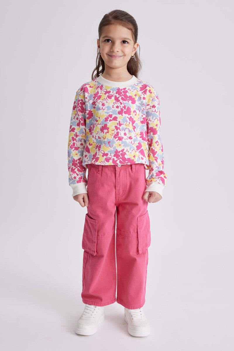 Pantalón de jean cargo Fucsia