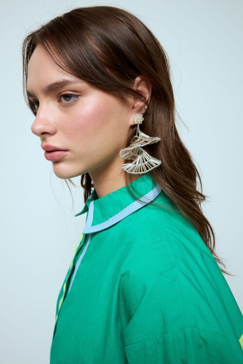 Caravanas party mostacillas plateado