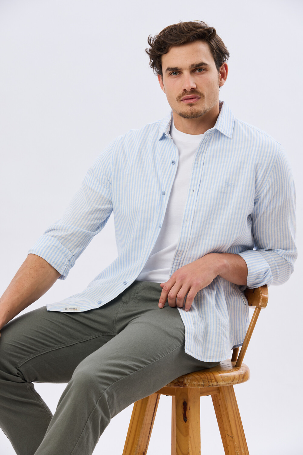 PANTALÓN DE LINO CON CINTURA ELASTIZADA Verde Oscuro