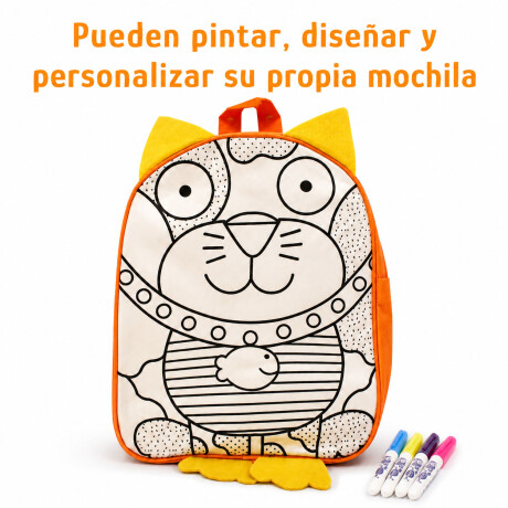 Mochila Creativa P/Pintar Infantil C/4 Marcadores 30×24×9cm Naranja/amarillo