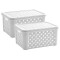 Set x2 Caja organizadora simil rattán con tapa M BLANCO