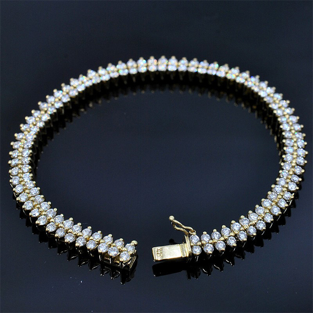Pulsera En Oro 18K Con Doble Fila De Brillantes. Pulsera En Oro 18K Con Doble Fila De Brillantes.