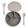 Set Comida Bebé Plato c/ Divisiones y Tapa + Cuchara Tenedor Gris