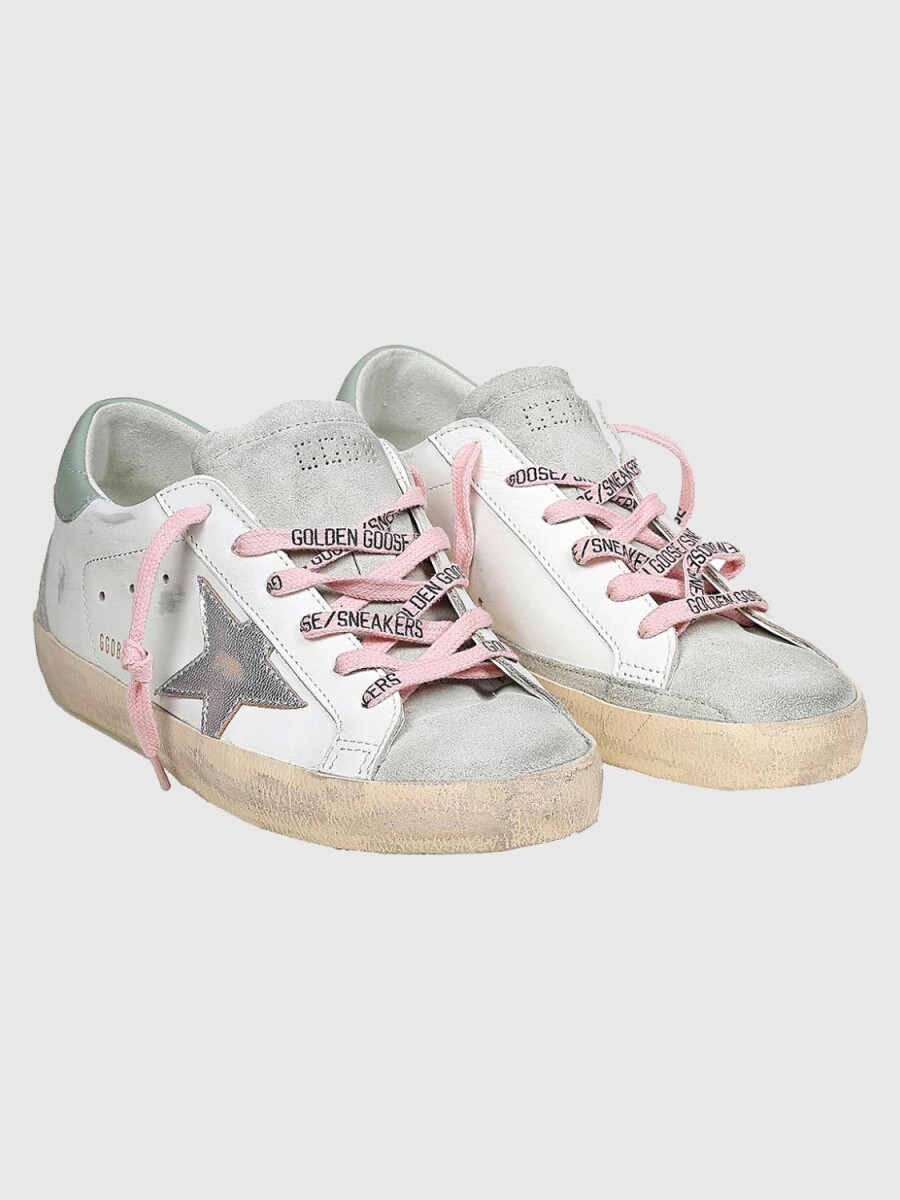 Golden Goose-Championes de cuero acordonados, Super Star - Blanco 