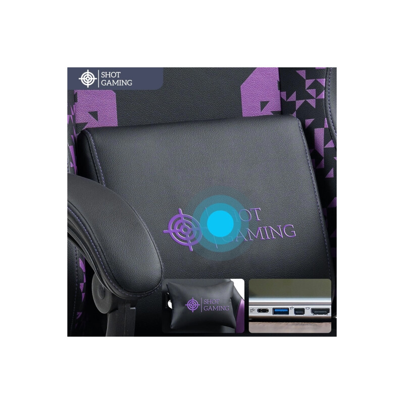 Silla Gamer Shot Gaming Shadow con reposapiés Negro y Violet Silla Gamer Shot Gaming Shadow con reposapiés Negro y Violet