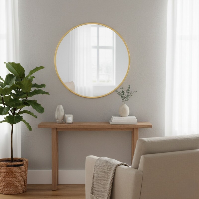 ESPEJO RED C/MARCO DORADO 60X60CM Unica