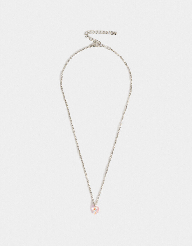 Cadena Corta con Dije Strass Corazón Cadena Con Dije De Corazón - Plateado