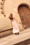 Diagonal Flower Dress Beige