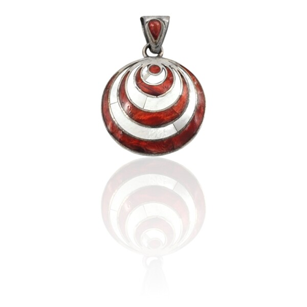 Dije Colgante Espiral-Plata 950-Nacar y Coral-CP4285 conpiedra