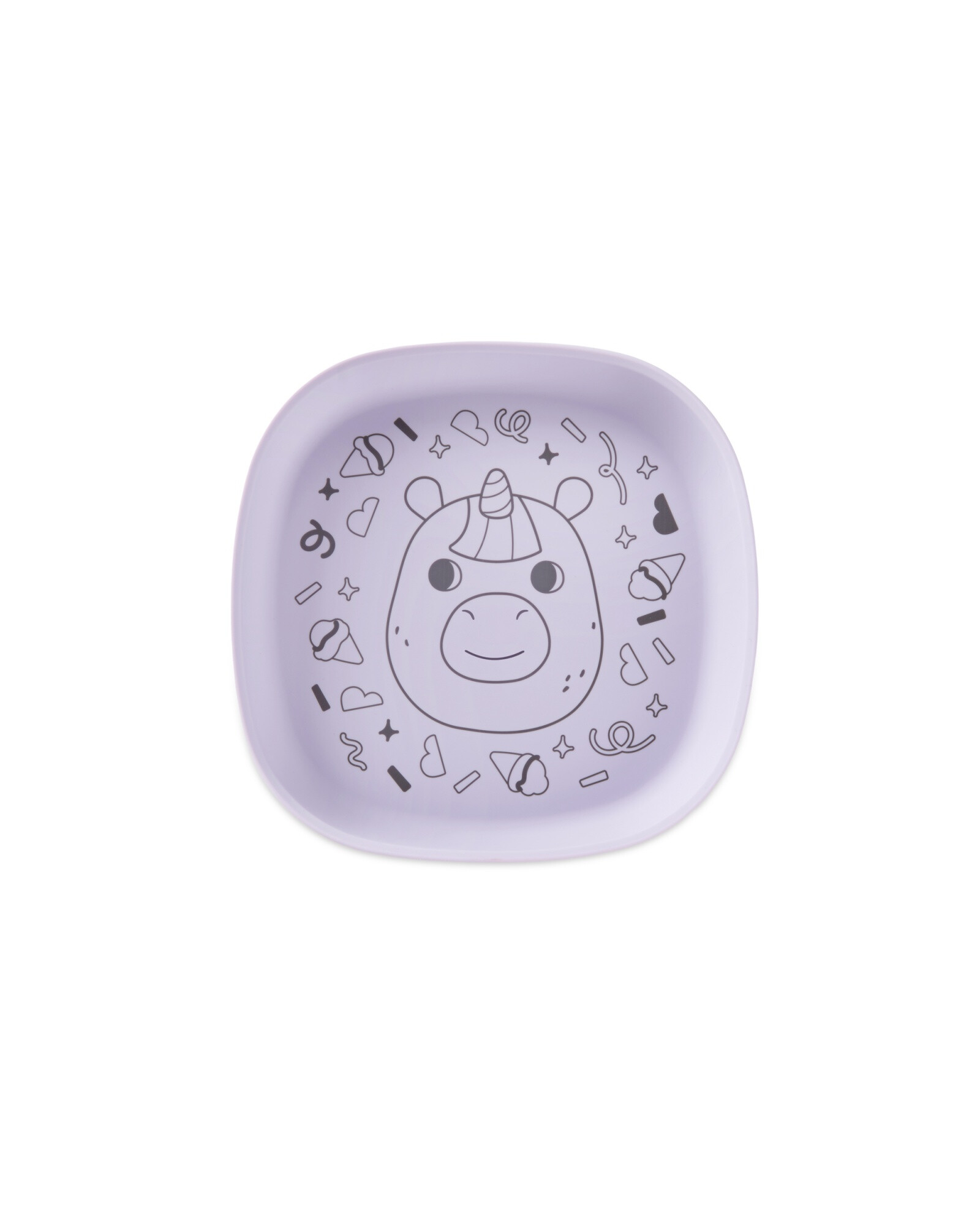 Plato de silicona, púrpura, diseño unicornio Sin color