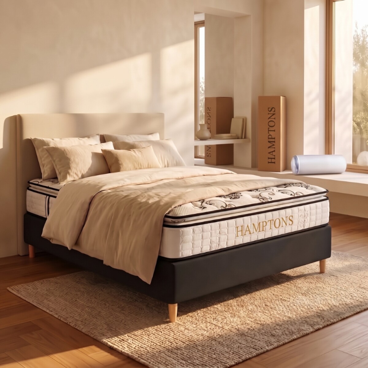 Sommier Plaza Y Media HAMPTONS Hybrid Bronze - Negro 