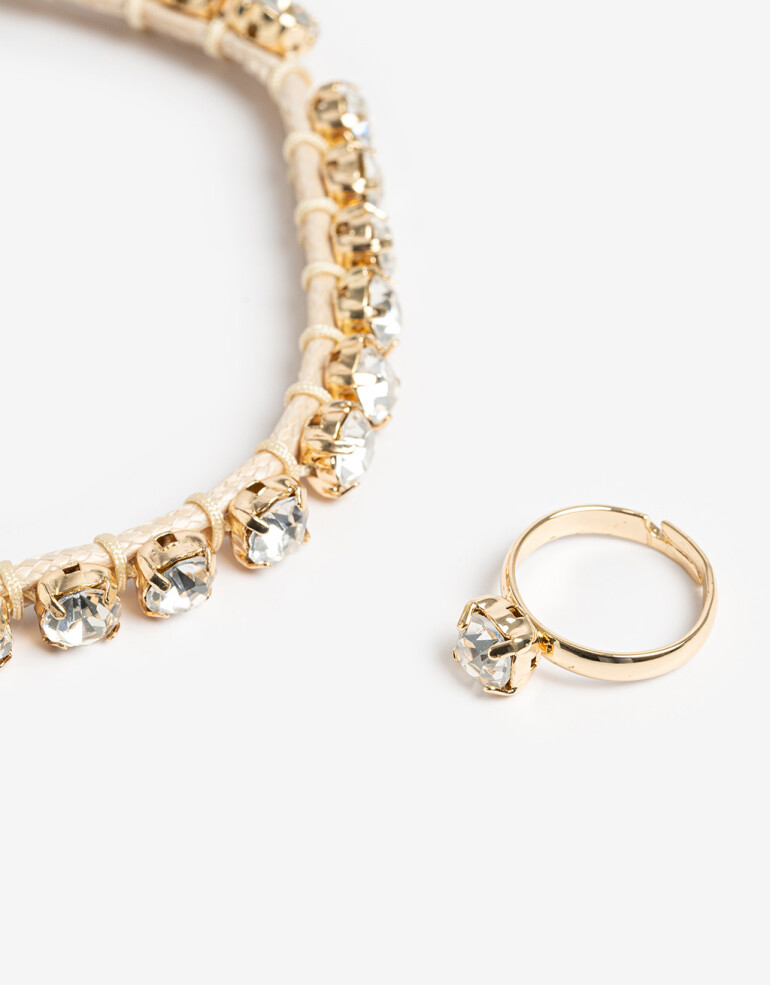 Tobilleras Strass Tobilleras Set - Blanco Crema