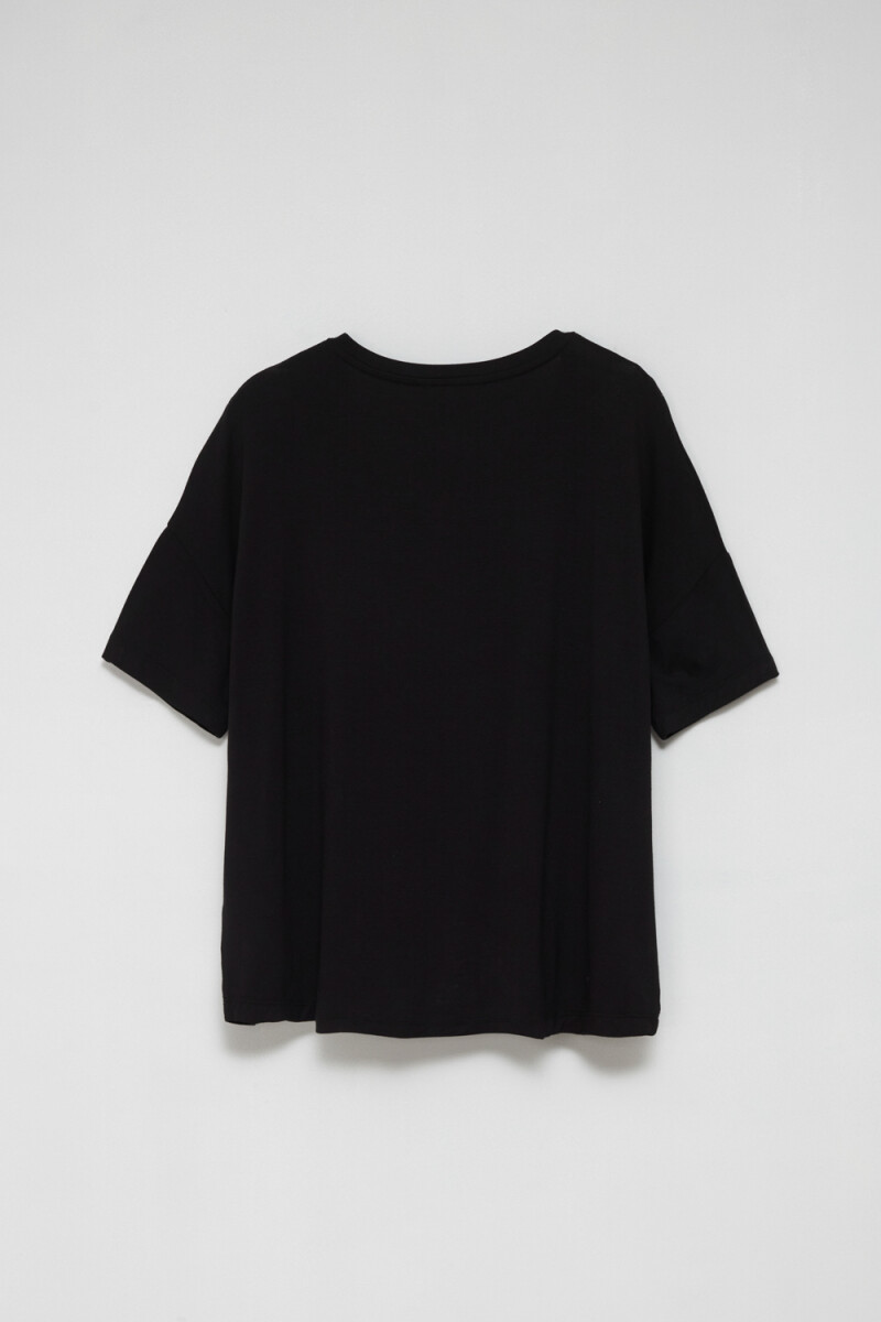 Camiseta manga corta de viscosa Negro