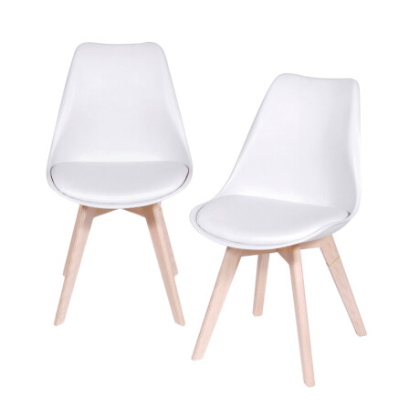 Kit X2 Silla Eames Joly Acolchonado Base De Madera Blanca