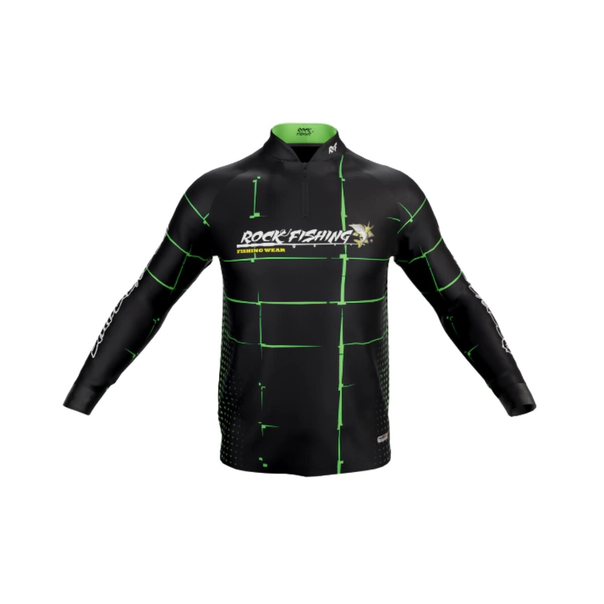 REMERA ROCKFISHING M/LARGA NEGRO/VERDE.- 