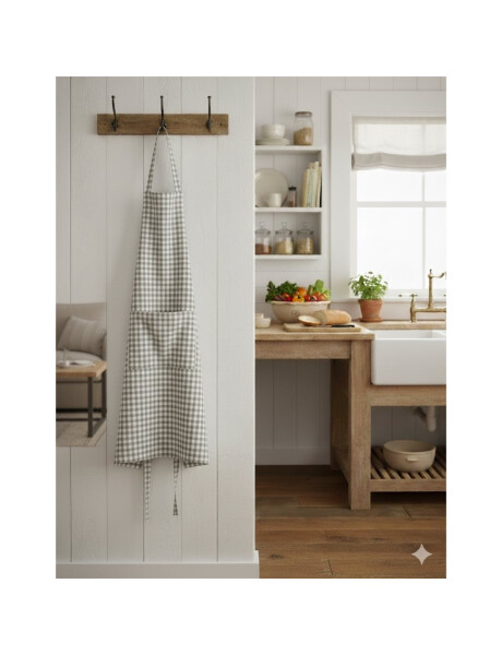 DELANTAL ALGODÓN 60X85CM CUADROS GRIS DELANTAL ALGODÓN 60X85CM CUADROS GRIS