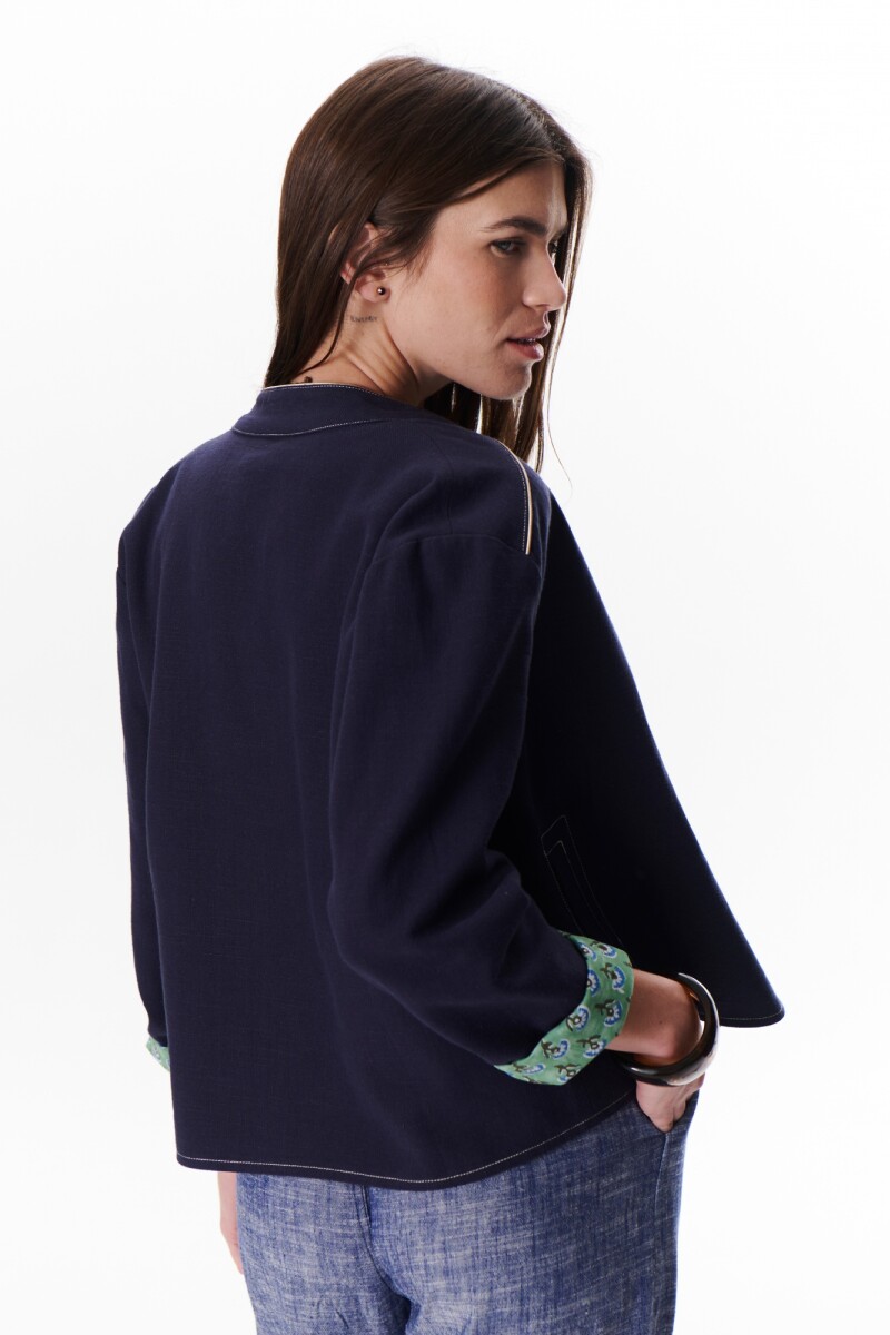 CHAQUETA LINO ART AZUL