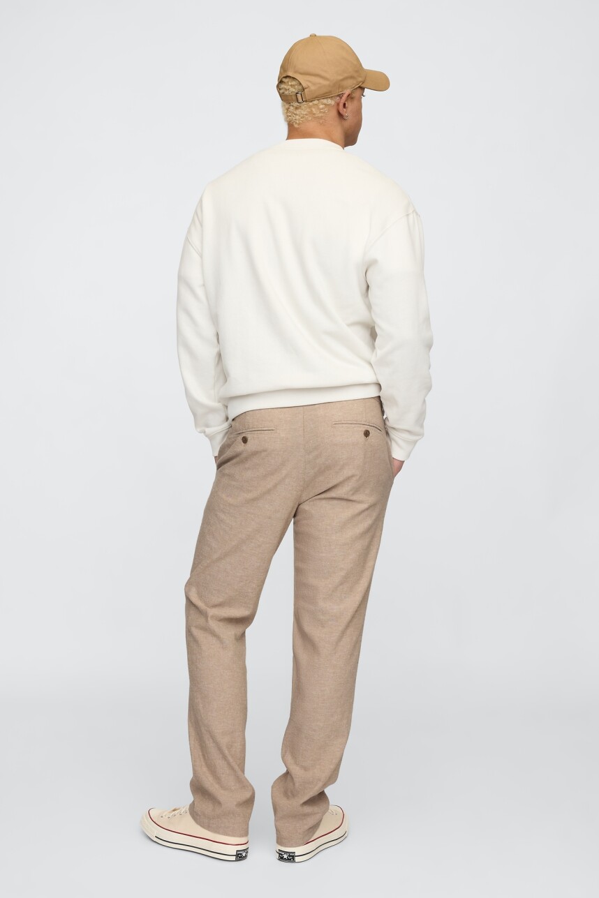 Pantalón De Lino Straight Hombre Khaki
