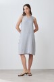 Vestido de lino con botones gris melange