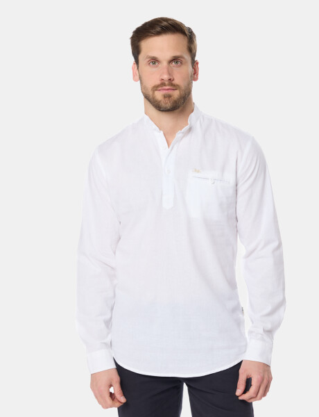 CAMISA DE LINO CUELLO MAO Blanco