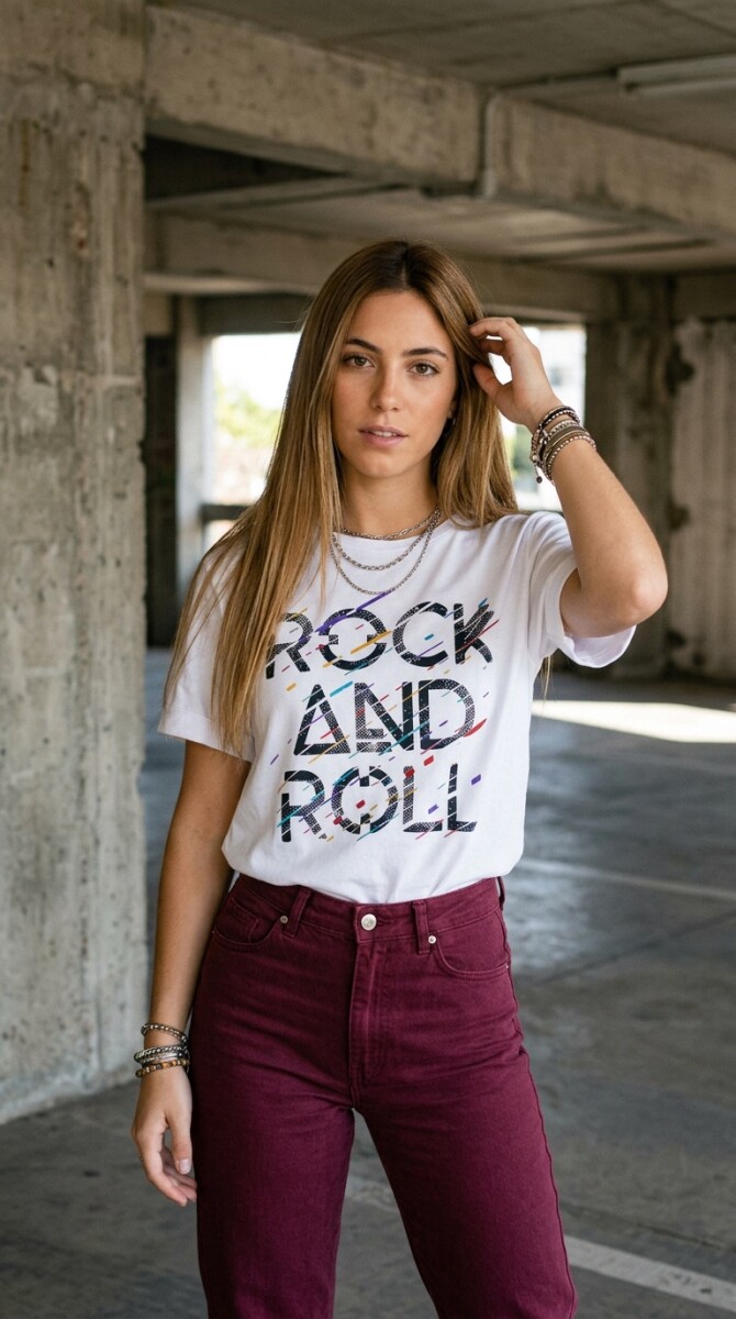 Remera Rock and roll - Blanco 
