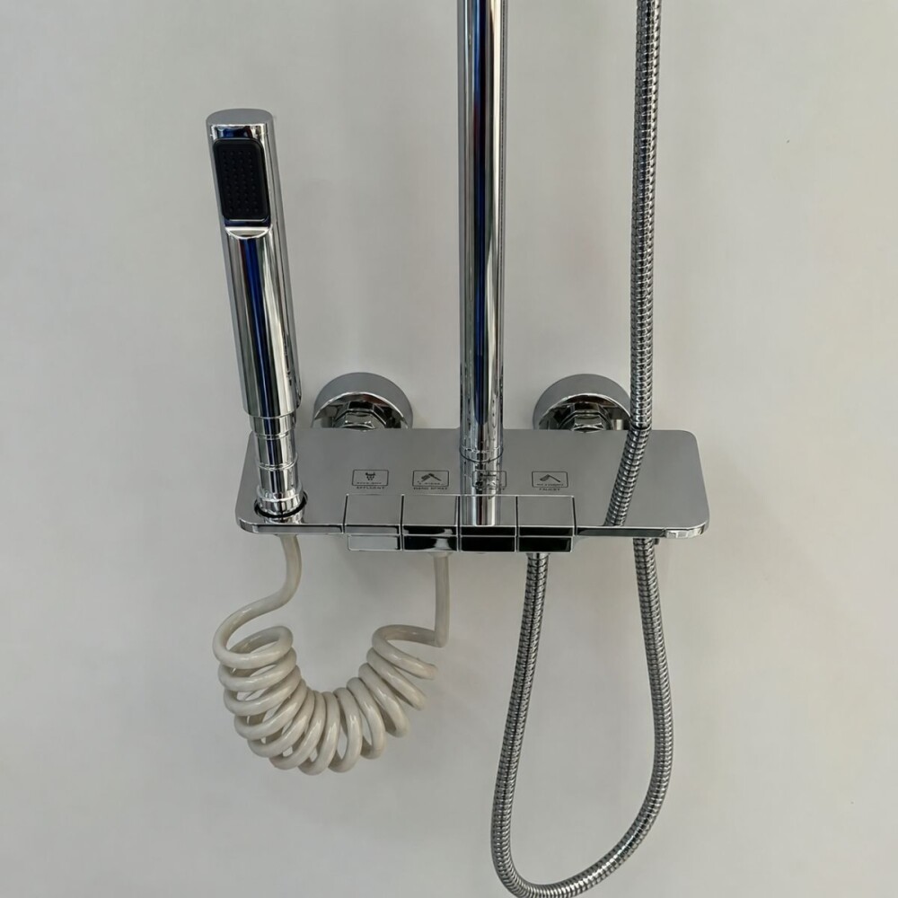 Barral de ducha cromado con botones y ducha higiénica GC Barral De Ducha Cromado Con Botones Y Ducha Higiénica Gc