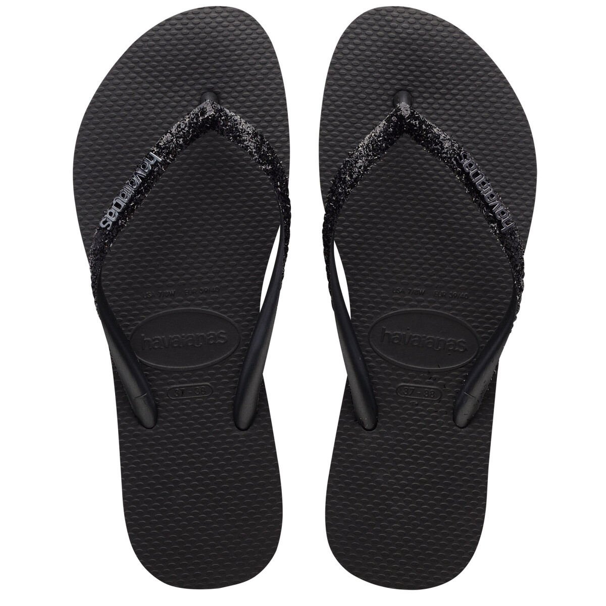 Sandalias de Mujer Havaianas Slim GLitter II - Negro - Gris Oscuro 